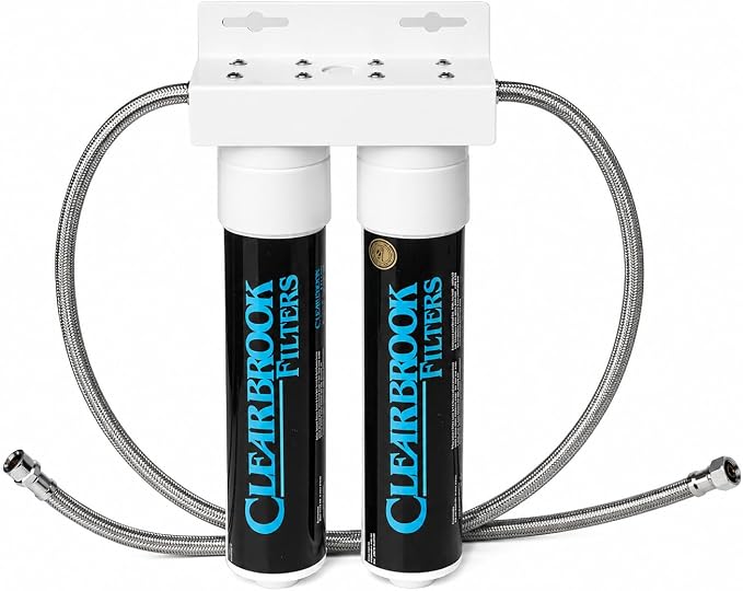 Clearbrook 12-Inch Dual Filter System, Fluoride & Gen4 Filters, Under Sink Water Filter, Dual Stage Filtration, Kitchen Sink Compatible, 8K Gallons Capacity, Quick Install