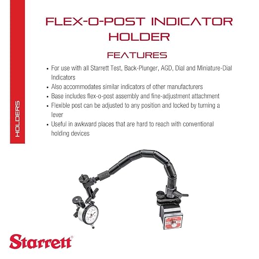 Starrett Magnetic Base Indicator Holder, High Precision, Adjustable Arm, Strong Magnetic Grip, for Machinists & Engineers, Versatile Positioning - 657TW