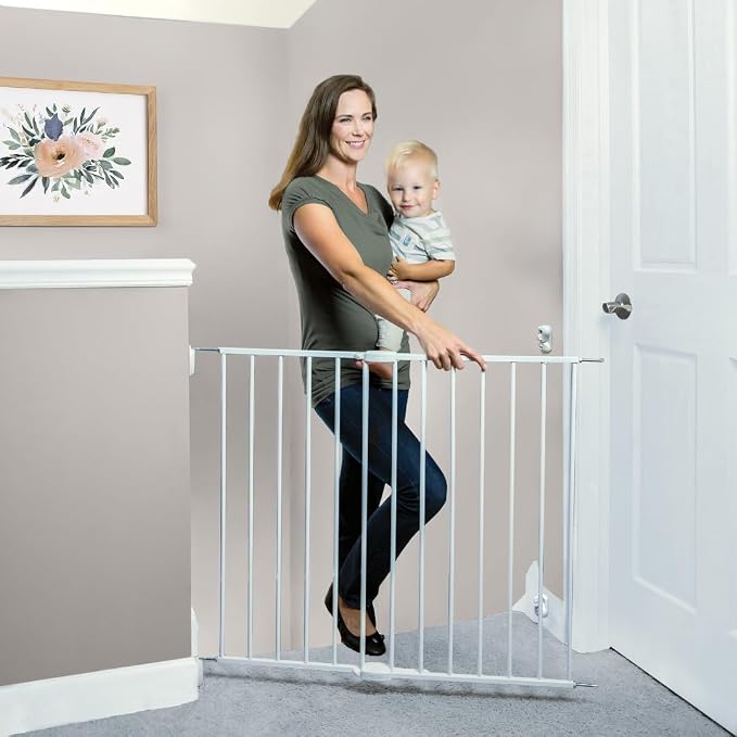 Toddleroo by North States - Essential Stairway & Walkway Baby Gate: Metal Safety Gate for Stairs & Doorways - Adjustable 24.5 to 40.25 Inches Wide - 30 Inches Tall - White