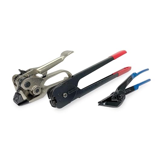 IDL Packaging Round Packages Strapping Tool Set for 3/4" Steel Strapping, 1700 lbs Break Strength – Tensioner, Sealer, Cutter for Metal Banding – Packaging Strapping Tool Kit to Secure Heavy Packages