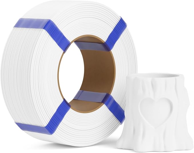 PLA Basic Refill Filament 1.75mm, No Spool 3D Printer Filament, Dimensional Accuracy +/- 0.02mm, Fits for Most FDM 3D Printers, 1KG White