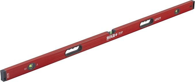 SOLA LSB59 Big Red Aluminum Box Beam Level with 3 60% Magnified Vials, 59-Inch