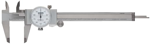 Fowler 52-008-706 Stainless Steel Shockproof Dial Caliper, 0-6" Measuring Range, 0.001" Graduation Interval, Face Color White