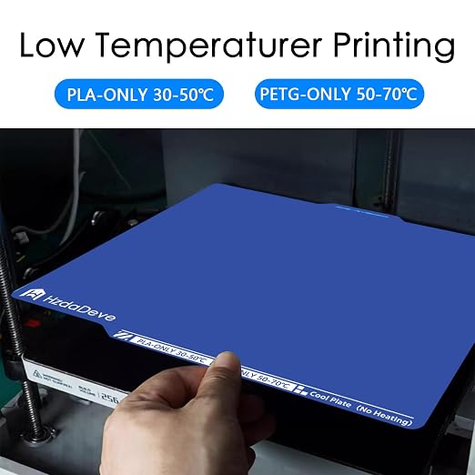 HzdaDeve Upgraded Cool Plate for Lab X2D/P2S/P1P/P1S/A1/X1C Low Temperature Cold Build Plate 257.5x257.5MM Double Sided Smooth Board Sheet Bed PEI Platform for Bambu Lab Printer (No Heating/No Glue)