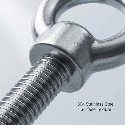 QWORK 1/4" x 2" Stainless Steel Shoulder Eye Bolts – 20 Pack for Wood, Metal & Cable Fixing