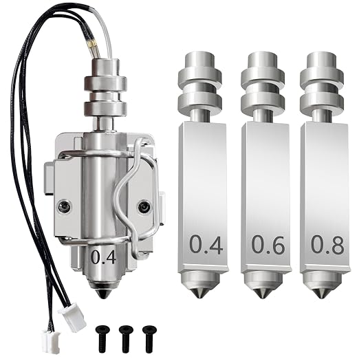 4PCS Kobra X Hotend Nozzles and 1PC Heating Assembly Kit 3D Printer Assembled Extruder Kits for Anycubic Kobra X All Metal Hot End/Printhead Integrated 0.4mm/0.4mm/0.6mm/0.8mm Nozzle