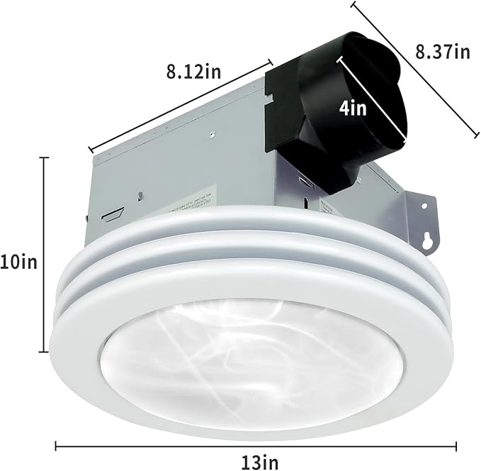 Akicon Ultra Quiet Bathroom Exhaust Fan with LED Light 80CFM 2.0 Sones Round Bathroom Ventilation Fan with Frosted Glass Cover Satin White Finish (Satin White)