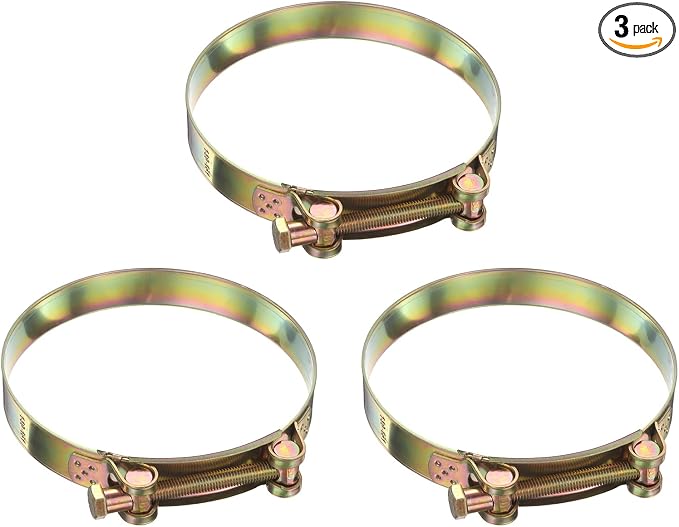 HARFINGTON 3pcs T-Bolt Hose Clamp 32-35mm (1.26-1.38") Galvanized Carbon Steel Adjustable Intake Radiator Pipe Clamps for Automotive Plumbing Industrial Pipes