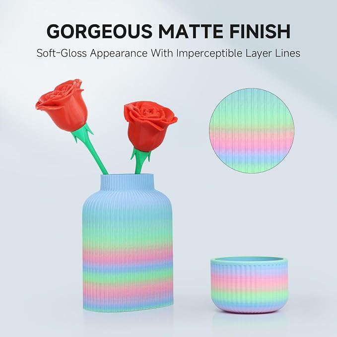 YOUSU Matte PLA Rainbow Macaron 1KG, Stable Extrusion, Color Switche Stable | Good Print Bed Adhesion, Neatly Wound, Minimal Stringing, 3D Printed Art Decor, Gaming Collectibles, Miniatures