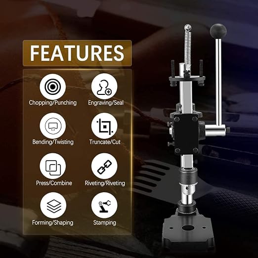 Leather Hole Puncher Hand Punching Machine Manual Press Puncher Punch Tools for DIY Craft, Black