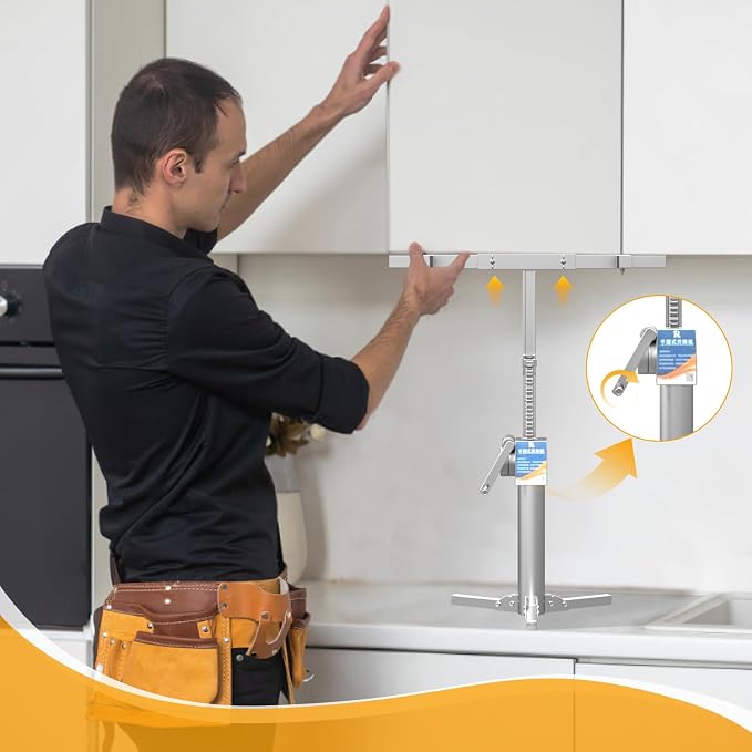 Cabinet Lift Jack for Installing Cabinet，Adjustable Third Hand Tool Support System with 440lbs, Multi-Functional Cabinet Jack (70.8 inch)