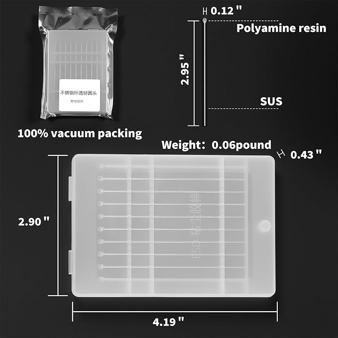 ESD Safe Sticky Gel Swabs (2.5mm/0.10") – Precision Cleaning for Camera Sensors, PCBs, Semiconductors & Delicate Electronics – Residue-Free, Scratch-Free(Transparent-10Packs, High Viscosity)