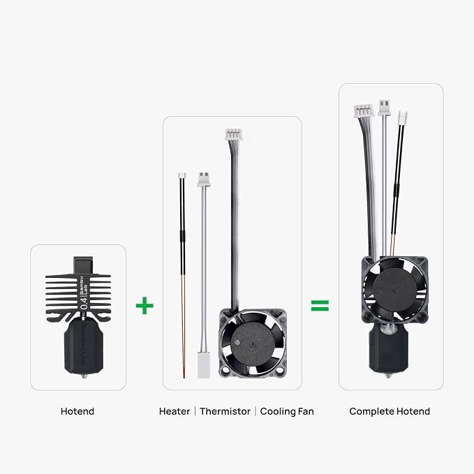 Bambuu Lab X1 Hotend Complete Kit – Full Assembly Hardened Steel Nozzle with Ceramic Heater, 0.4mm Nozzle, Cooling Fan & Heating Block | Bambu X1 Carbon Hotend Replacement for 3D Printing