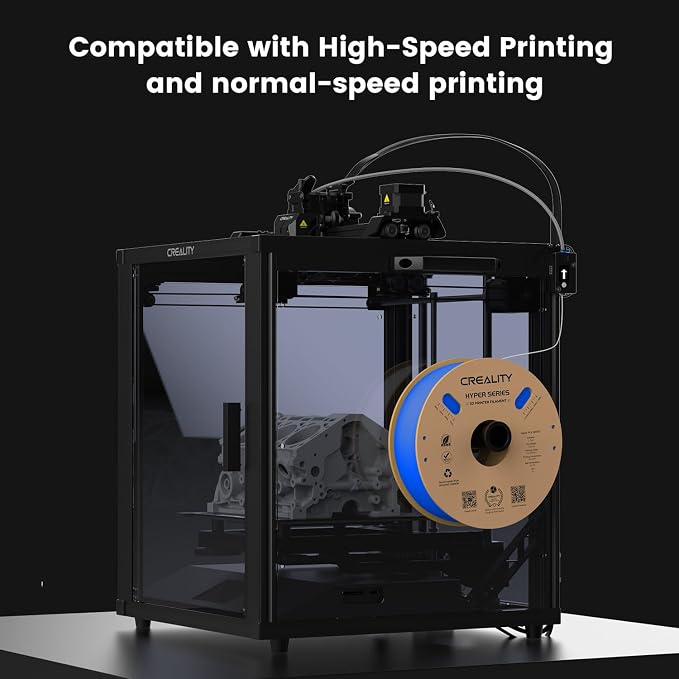 Creality Hyper 3D Printer PLA Blue Filament High Speed Printing 1.75mm 2.2lbs Spool ±0.03mm Dimensional Accuracy Flow Durable Resistant Smooth for Ender 3 v3 Plus KE K1 Max K1C 3D Printers