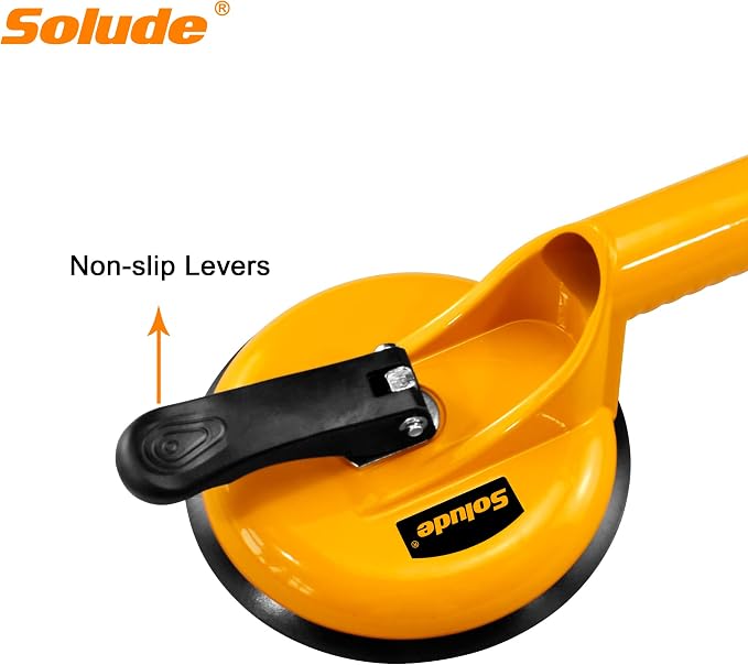 2 Pack Glass Suction Cup,Aluminium Heavy Duty Vacuum Lifter for Moving Glass/Window/Tiles/Mirror/Granite,Double Gripper Sucker Plate,Yellow
