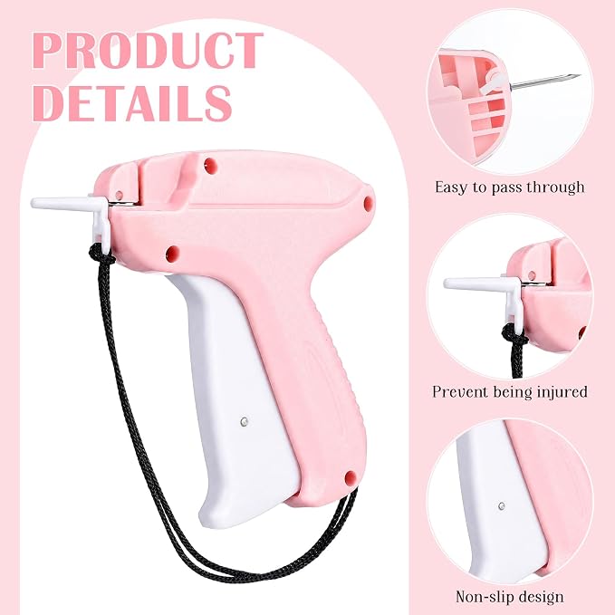 Honoson 3 Pieces Clothes Tagging Applicator Garment Tag Attacher Label Tagging Machine with 15 Pieces Steel Needles for Boutique Store Consignment Garage Yard Sale (Pink-White)