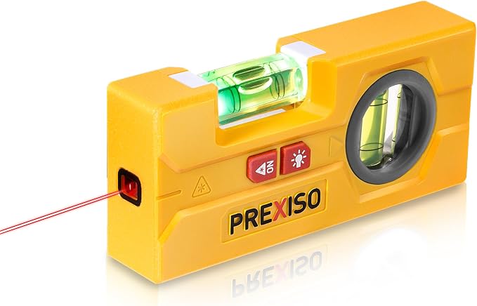 PREXISO 2-in-1 Line Laser Level - Mini Torpedo Level with Light, 3-3/4 inch 90°/180° Magnetic Pocket Level & 30Ft Laser Line Leveler Tool for Hanging Picture, Wall Marking Painting, Home Renovation