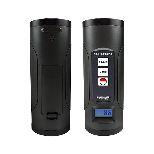 Sound Level Calibrator, Sound Decibel Calibrator, Digital Sound Meter Calibrator 94dB & 114dB for 1 inch and 1/2 inch Microphone Check with LCD Display