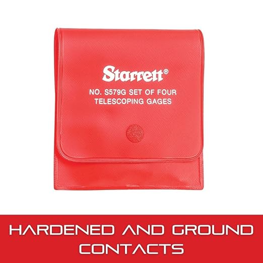 Starrett Telescoping Gage Set, Self-Centering with Two Arms - for Determining True Size of Holes, Slots, Recesses - 5/16" - 2-1/8" Range, 2-3/8" - 12" Handle Length - S579GZ