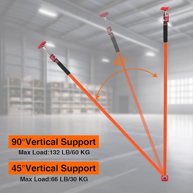 3rd Hand Support System, Quick Support Rod, 264LBS/120KG Capacity per Pair, Extends from 57'' to 114'', Adjustable Pole for Cabinet Installing Cargo Bars Drywall Support, 2 Pack