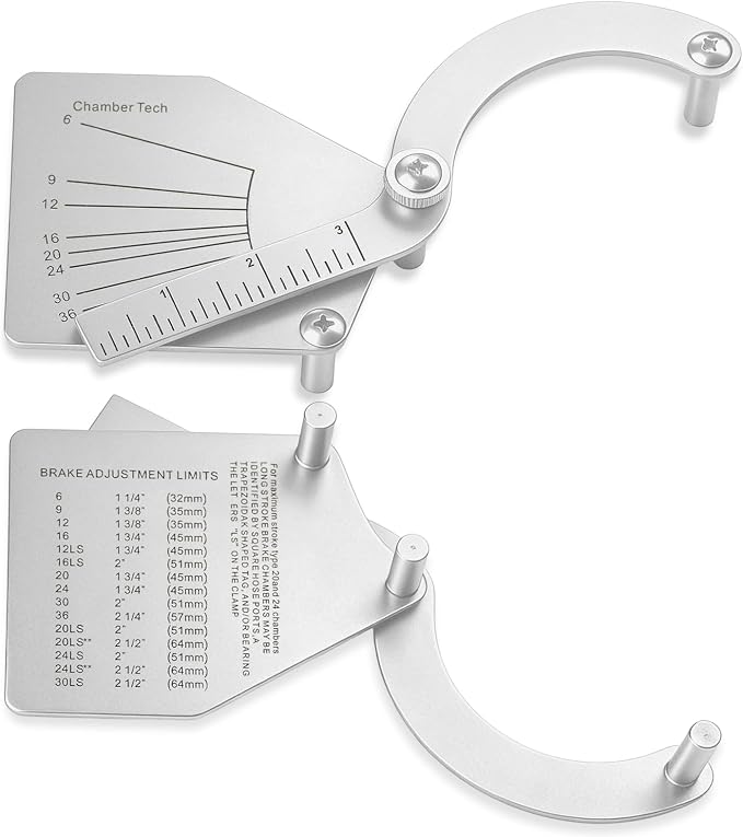 Brake Chamber Identification Tool, Type 6-36, 1 Pack | 304 Stainless Steel, Pre Trip Inspection, Measures Pushrod Stroke, Laser Etched Gauge, DOT Safety Compliance, Heavy Duty