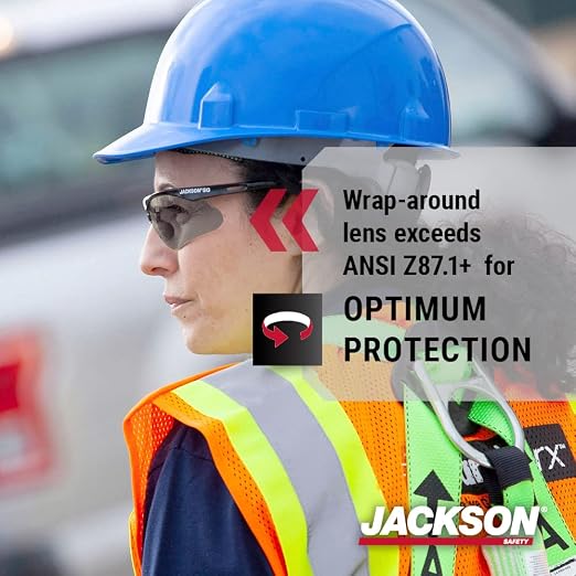 Jackson Safety SG Safety Glasses - Eye Protection for Men & Women - Anti-Scratch Lens with Black Frame - ANSI Z87.1 - Pack of 3 (Multiple Styles)