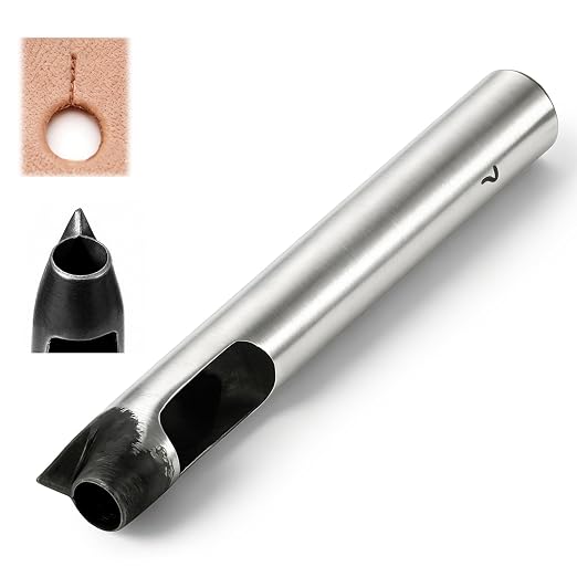Leather Button Hole Punch, 45# Steel Professional Button Punch Tool Kit for Leather, Fabric, DIY Craft Projects, Beginners & Leatherworkers(7mm)