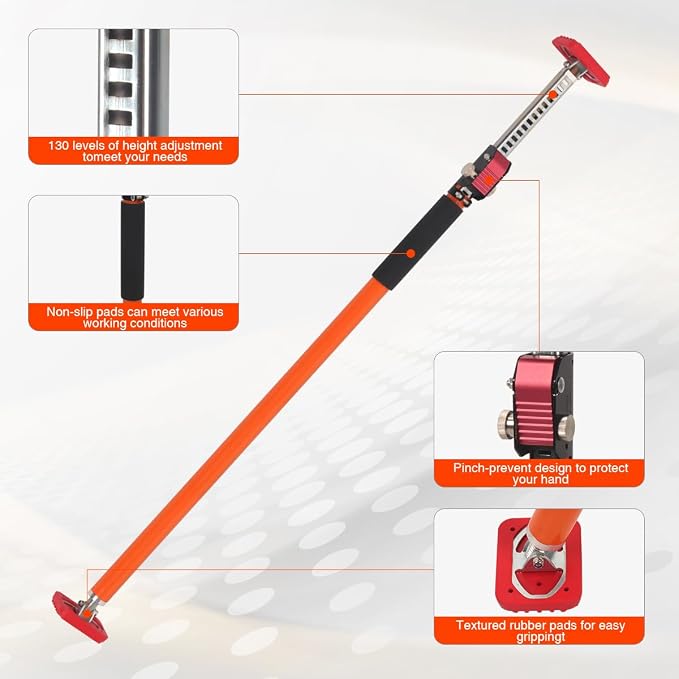 3rd Hand Adjustable Support System, Durable Steel Support Rods for Cabinet Jacks, Drywall - Extends from 24" to 40", 2 Pack,Laser Level 360 Self Leveling