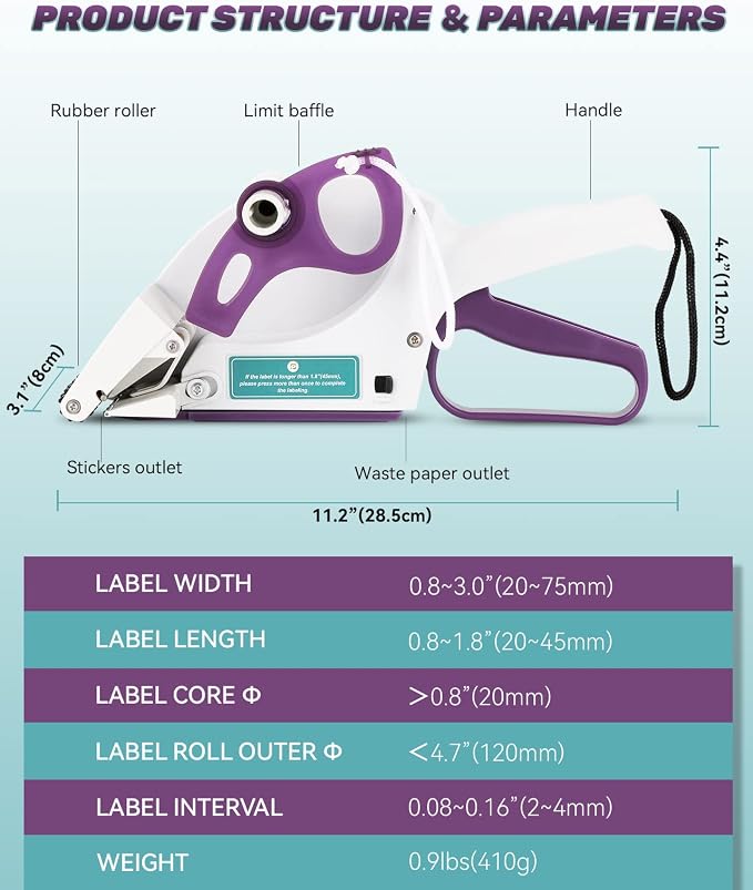 Label Applicator, Portable Barcode Applicator Gun Manual Label Applicator Round Square Flat Bottle Labeling Machine Hand Held Sticker Labeler for 1” 3” Label Core