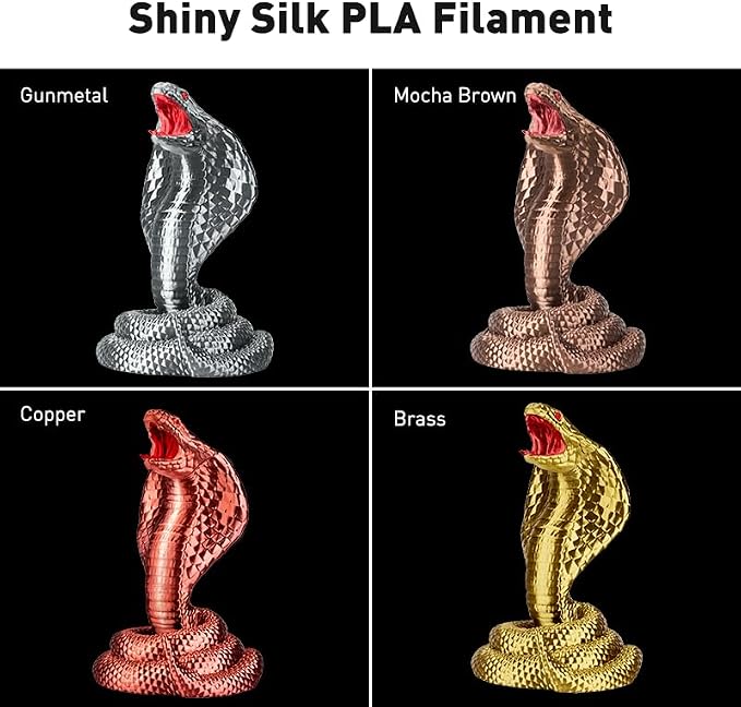 ERYONE PLA Filament 3D Printer Filament Bundle Multicolor 1.75mm +/- 0.03mm, PLA Filament 250g Spool, 4 Rolls, Silk Pla 3