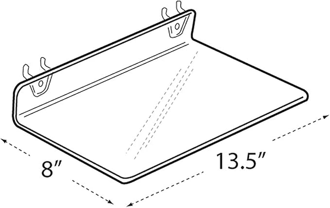 Azar Displays 556018 Clear Acrylic Shelf for Pegboard or Slatwall (4 Pack)
