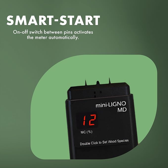 Lignomat Mini-Ligno MD - Pin Moisture Meter - Humidity Detection & Wood Moisture Meter for Wall, Home Construction, Water Damage - Made for Hobbyist Woodworkers - Easy to Use, Reliable, and Durable