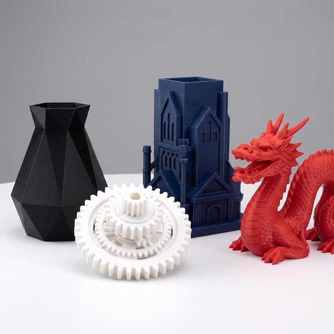 eSUN PLA Filament 1.75mm, High Toughness 3D Printer Filament Upgraded PLA Filament, Dimensional Accuracy +/- 0.03mm, 1KG per Spool, 2 Spools 3D Printing Filament, Cold White + Black