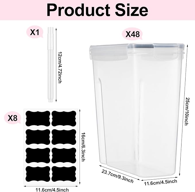 Blushtier 48 Pcs Large Filament Storage Box with Lids 3D Printer Dryer Box Portable Storage with Label for 3D Printing Filaments Sealing and Protection 9.76 * 9.64 * 4.5inch (Clear)