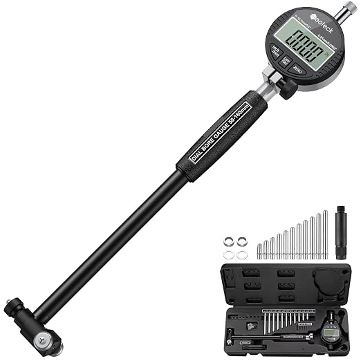 Neoteck Bore Gauge Set Digital Indicator Dial Bore Gauge (2-6"/0.0005") with Self-Centering Dial,Carbide Anvils, Insulated Grips for Deep Engine Cylinder Measurement-Black