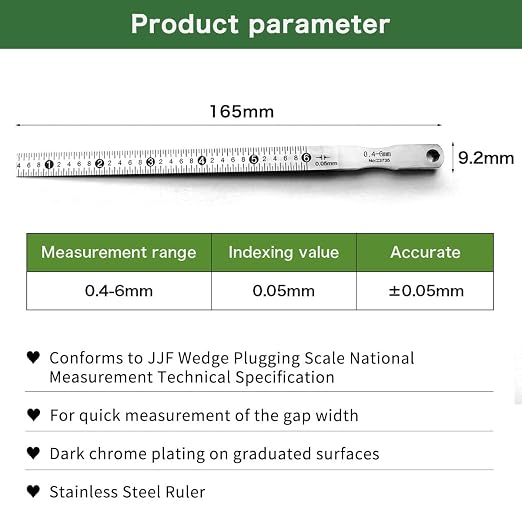 Thickness Gauge Taper Gauge Welding Wedge Feeler Gauge Gap Feeler Wedge Gauge Measurement Tool (0.4-6mm)