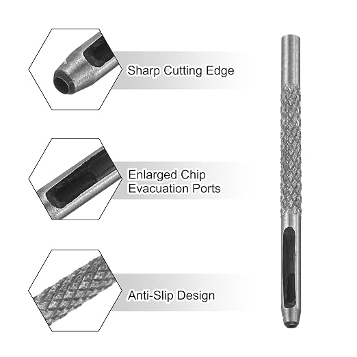 HARFINGTON 2pcs Leather Round Hole Punch, 2.5mm Hollow Hole Puncher Cutter Carbon Steel Circle Hole Punching Cutting Tool for Belt/DIY Leather Craft