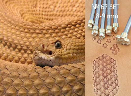 DandS ltd Leather Stamp Tool, Serpent skin, Professional Steel Craft Tool for Leatherworking, Embossing, Carving & Stamping Leather Projects, Belts Wallets & DIY Projects Compatible with Mallet #67SET