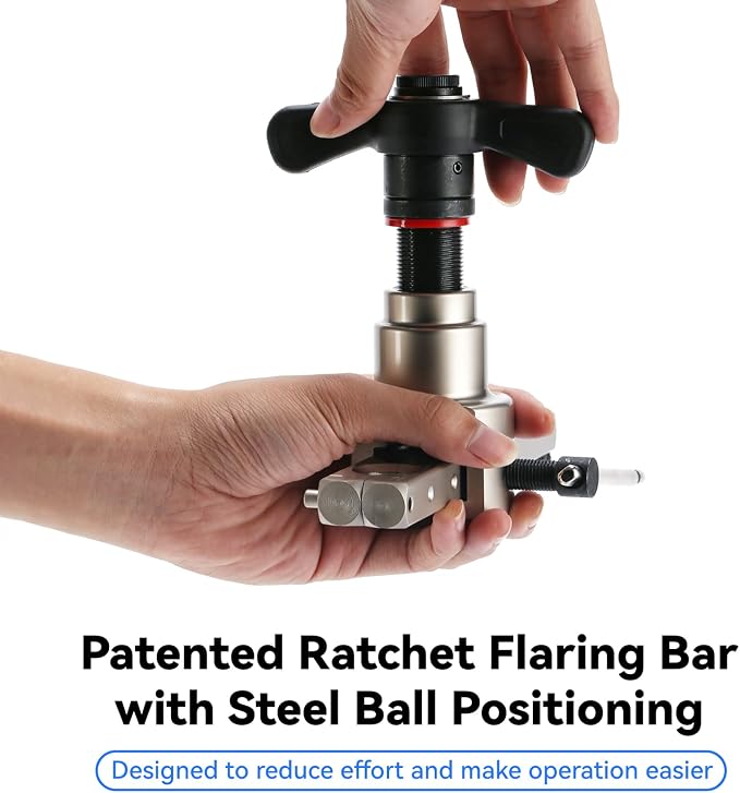 Flaring Tools Set: Ratchet Flaring Tool with Steel Ball Positioning (Patented), CT-532 Tube Cutter, Deburring Scraper & Dual-Scale Rulers for HVAC, Refrigeration & Plumbing