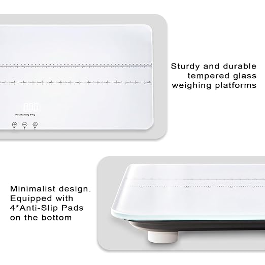 UNIWEIGH Digital Pet Scale 220lbs x10g Accuracy for Dog/Cat Animal Scales | 3 Weighing Units/Tare/Hold Function,Baby Scale for Pets,Tempered Glass Material,USB charging,Large LED Platform Scale,white