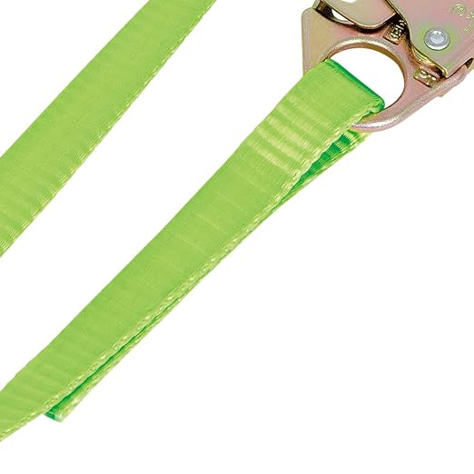 Peakworks Restraint Lanyard with Snap Hooks - Lightweight, 1" Wide Heavy Duty Polyester Webbing, Hi-Vis Green - Use for Inspection Work, Construction, Demolition & Maintenance - 4 Ft Length