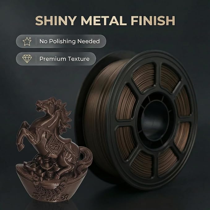 PETG Filament 1.75mm for 3D Printer, Metal-Like Consumable 1kg (2.2lbs) 1 Spool, Metallic Finish PETG High Speed 3D Printer Filament, Dimensional Accuracy +/- 0.03 mm,Metallic Coffee Gold