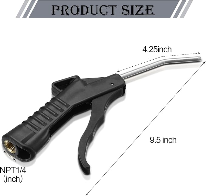 Honoson 2 Pcs Air Nozzle Blower Gun Pistol Grip Air Blow Tool Compressor Accessories for Industrial Household Mechanics (Black)