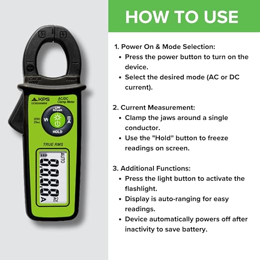 KPS DCM200MINI Compact Clamp Meter – 400A AC with NCV & 6000-Count Display | Best for On-The-Go Electricians and DIYers