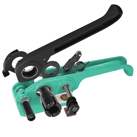 Heavy Duty Banding Strapping Tensioner & Cutter Manual Packaging Tools Windlass for 1/2"-3/4" Width Polyester Poly Strap(Green)