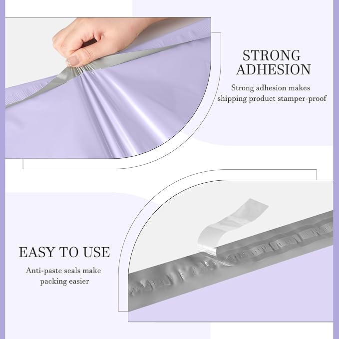 Metronic Large Poly Mailers 24x24 100 Pcs, Strong Adhensive Shipping Bags for Clothing, Waterproof Mailers Bags for Small Business, Shipping Envelopes, Tear-resistant Mailing Bags in Lilac Purple