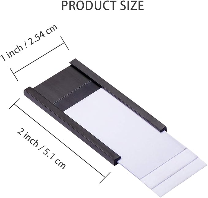 200 Pieces Magnetic Label Holders with Magnets Magnetic Data Card Holders with Clear Plastic Protectors for Metal Shelf, Whiteboard (1 x 2 Inch)
