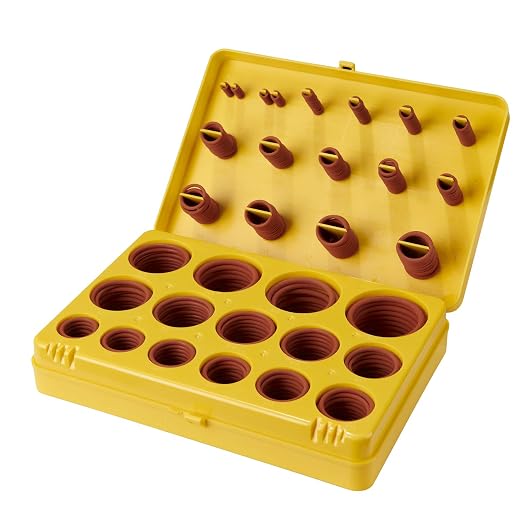 BUSY-CORNER 386 Pieces FKM O Ring Kit, Fluorocarbon 75A, 30 Metric Sizes, Chemical Resistant and Oil Resistance O-Rings for Various Chemicals, Hydraulic, Cylinders, Plumbing (Yellow Box, Brown Orings)