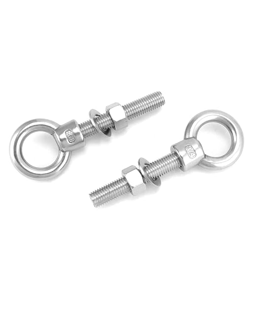 QWORK Stainless Steel Shoulder Eye Bolts 3/4"-10 x 4, 5 Pack – for Lifting, Rigging & Mounting Applications