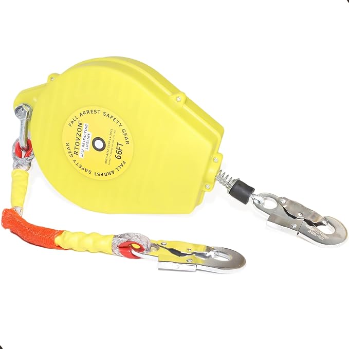 66FT Self Retracting Lifeline, RTOVZON Retractable Safety Lanyard, Yoyo | Steel Wire, Fall Arrestor, Srl Fall Protection, Retractable Lanyard, Safety Harness Fall Protection Kit, Safety Harness Yoyo
